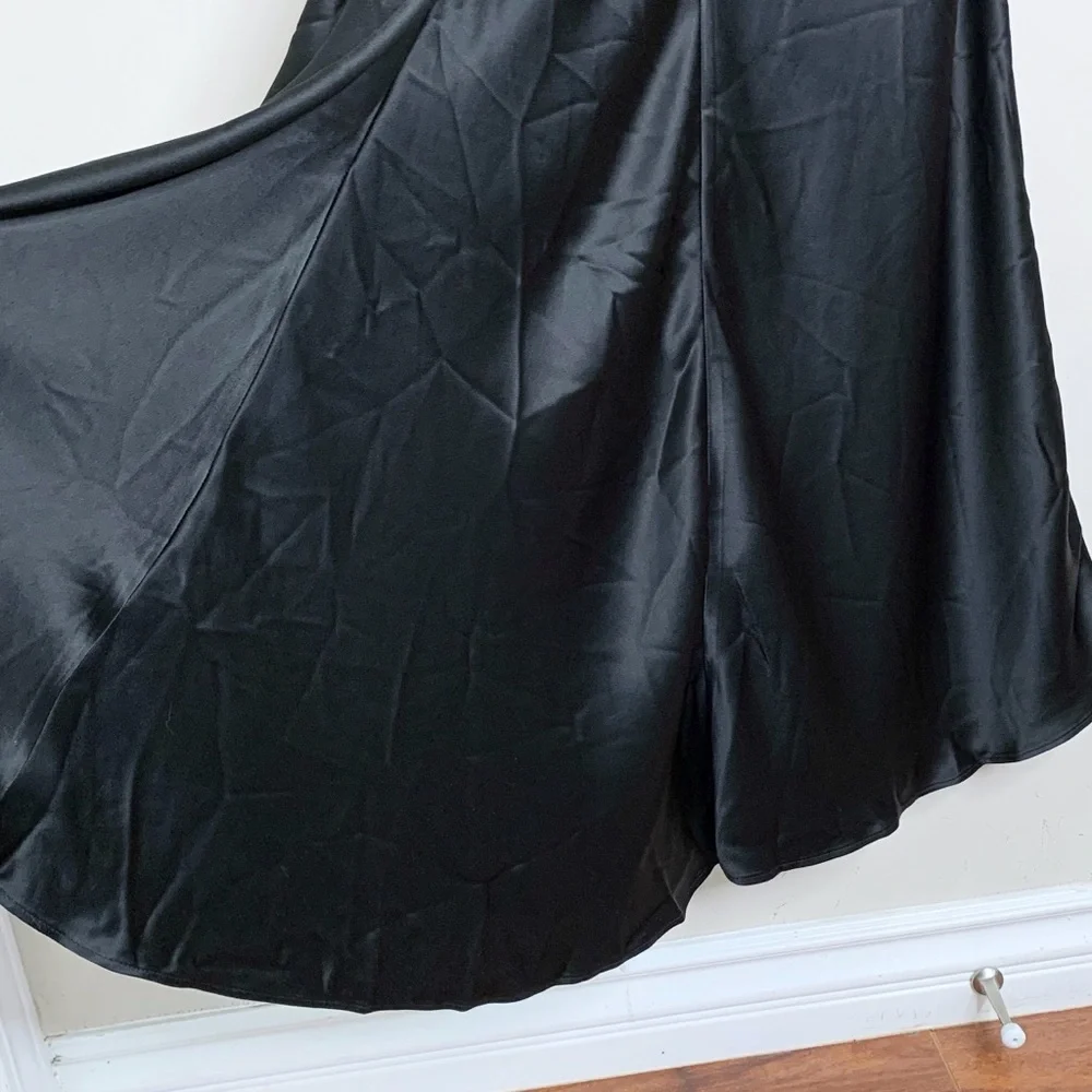 STAUD Wayfaring Maxi Dress (Sz 0) Strapless Ruched Ponte Satin Gown Black - Picture 15 of 16